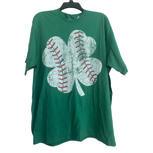 NWT Port & Company Mens Size 2XL T-Shirt St Patrick's Day Clover Baseball Unisex - Picture 1 of 5